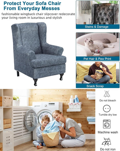 2 Chair,A21 CRFATOP Waterproof Wing Chair Slipcovers Piece Stretch Wingback Chair Cover Spandex Fabric Wingback