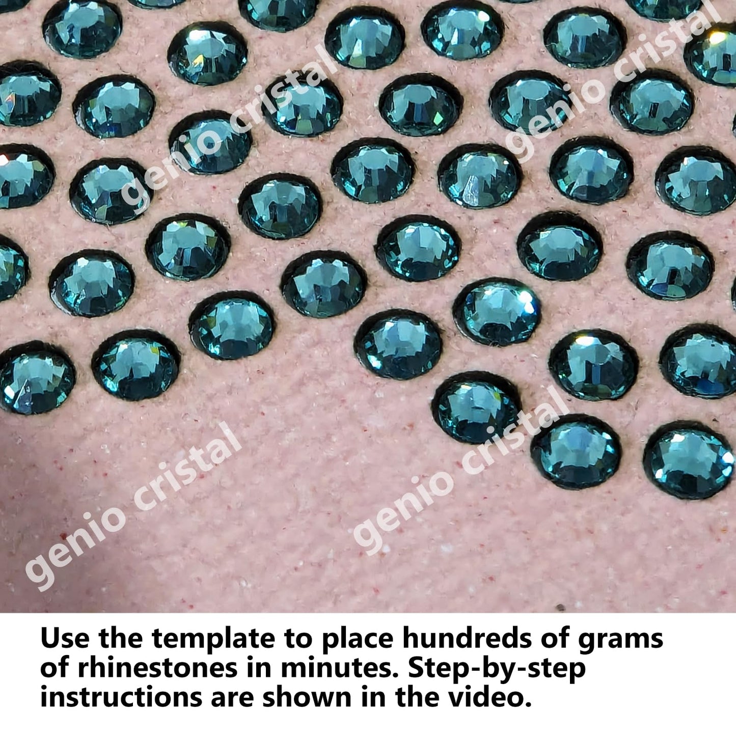 Genio Cristal SS10 Transparent Ultra Hotfix Rhinestones with Blank Rhinestone Sheet & Transfer Tape – 3600pcs – Machine Washable DIY Heat Press Kit