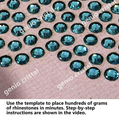 Genio Cristal SS10 Transparent Ultra Hotfix Rhinestones with Blank Rhinestone Sheet & Transfer Tape – 3600pcs – Machine Washable DIY Heat Press Kit