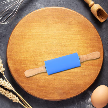 Mini Silicone Rolling Pin for Kids, Non-stick Wood Handle, 9 Inch, 2 Pack