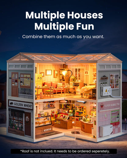 Rolife Super Creator House Building Playset Bundle- Hot Pot & Roof & Door