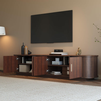 Merax 70" Modern TV Stand for TVs up to 80", Media Entertainment Center with Storage Cabinets, Cured Corners, Cable Management and Floor Standing Design for Living Room