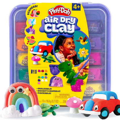 Play-Doh Air Dry Clay Case, Scented Variety Pack, 13 Air-Dry Clays, Fun Molds, Wiggly Eyes, and Sculpting Tool, Arts and Crafts Supplies, Modeling Clay, Fun Kids Activities, Pottery
