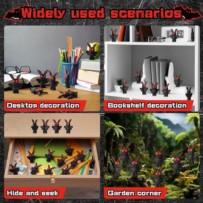 Chunful Mini Mothman Figurines - 50 Pcs Tiny Statues for Cryptid Decor | Classic Black Party Favors