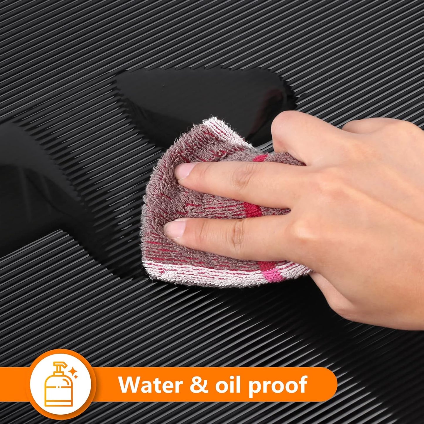 Black Shelf Liners for Kitchen Cabinets - Non-Adhesive Waterproof Washable Drawer Mat Liner for Bathroom and Pantry