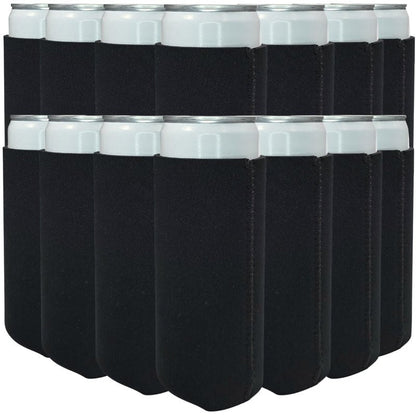 TahoeBay Slim Neoprene Can Cooler Sleeves (50-Pack) Skinny Tall Cans 12 Oz Bulk Thin Seltzer Fit Sublimation Blanks for Vinyl Plain Blank Beer Bottles Black White Solid Color (Brown)