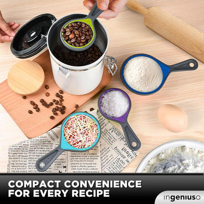 Portable Food Grade Silicone Measuring Cup Set, Collapsible Measuring Cups and Spoons for Liquid & Dry Food, Dog Food &