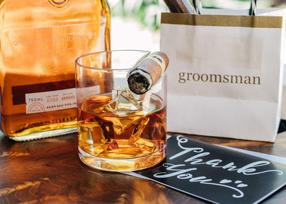 Premium Cigar Holder and Whiskey Glass - Old Fashioned Dual-Purpose Cigar Rest, Whisky Gift for Men, Father, Boyfriend,