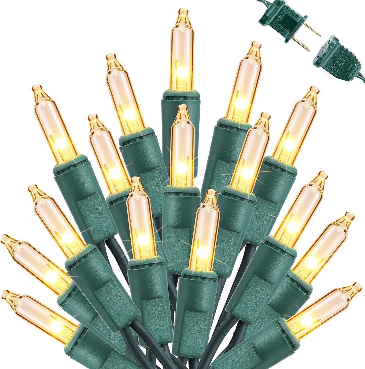 12.5ft 50 Count Bulb Toodour Clear Christmas Lights, Incandescent Indoor Outdoor String Lights, UL Certified