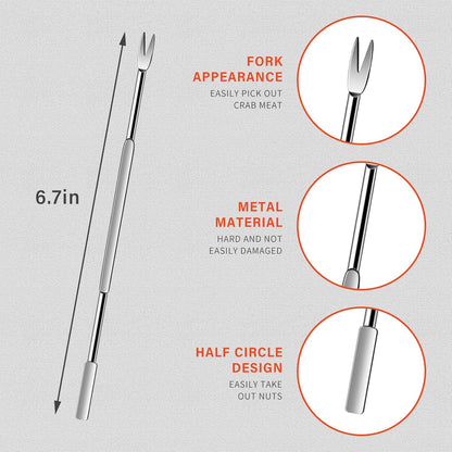 WHDLQFL 16 Pack Set, Lobster Crackers and Picks Crab Leg Cracker Tools, Stainless Steel Seafood Crackers & Forks