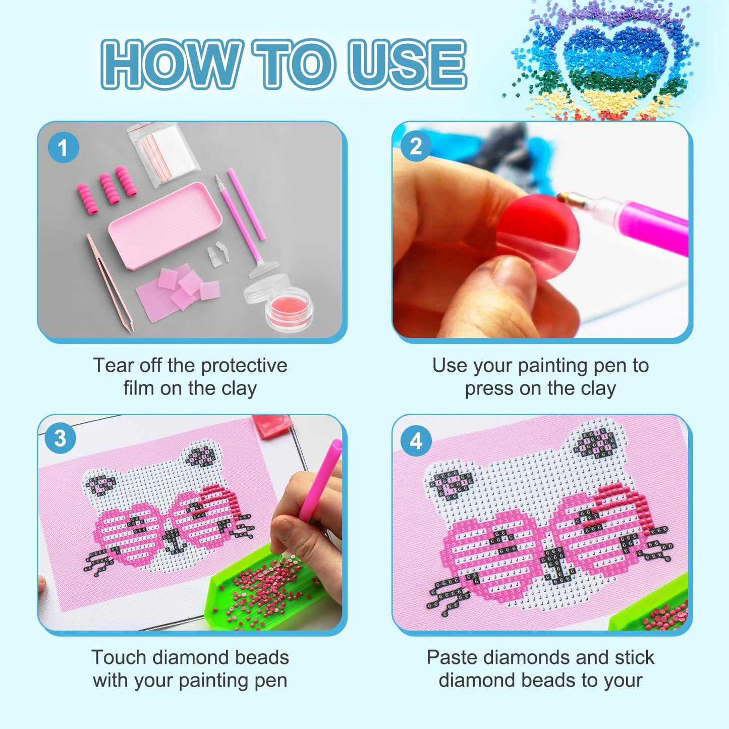 PATIKIL 15PCS Diamond Art Painting Glue Clay Wax 5D DIY Diamond Art Refills Glue with Storage Box for Embroidery Mud Supplies Accessories Painting Tool (23mm/0.9", Blue)