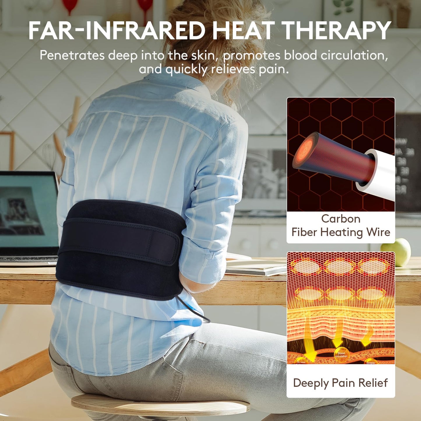 UTK Heating Pad for Back Pain Relief, Far Infrared Heating Pads with 20 Natural Jade Stones, Heating Fast, Hot Enough, Auto Shut Off, Smart Controller, 55'' Large Size Heat Pad for Back