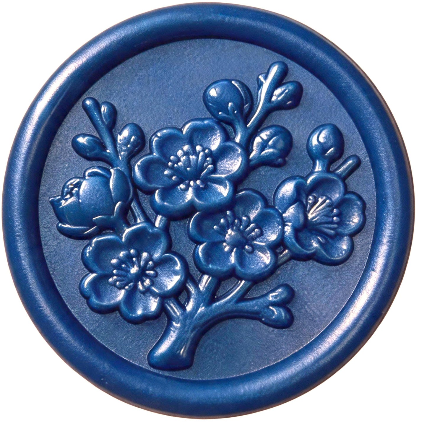 Mceal Wax Seal Stickers - 50 Pcs Plum Blossom Celadon Blue 3D Embossed Stickers with Strong Adhesive 30mm/1.18Inches Diameter for Invitation Gift Wrapping Christmas Holiday