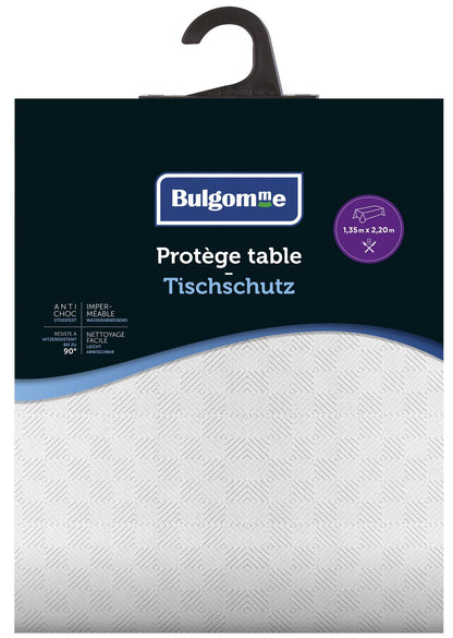 Venilia Bulgomme Table Protector White Non-Slip Tablecloth Underlay Shock Absorbing Easy Care Liquid Impermeable PVC Polyester Rectangular 135 x 220 cm 53377