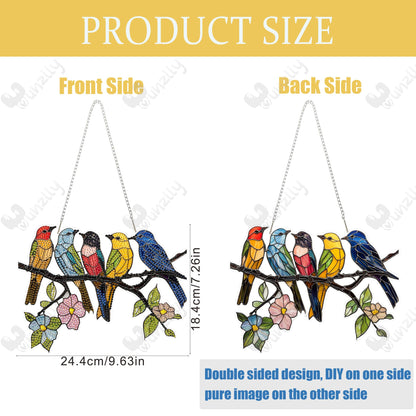 Yunzlly DIY Hanging Diamond Art Pendant Kit Bird, Special Crystal Double Sided Diamonds Painting Ornament Kit for Adults, Acrylic Gem Painting Board for Window Decor