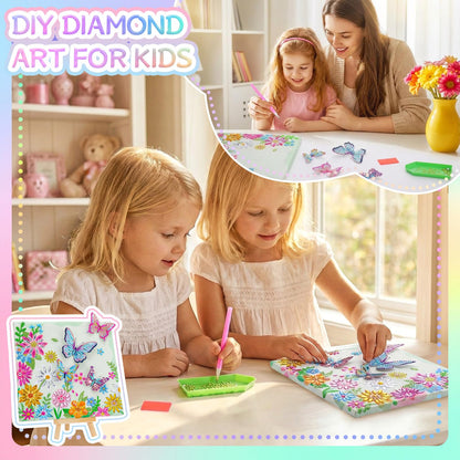Ovveroche Arts and Crafts for Kids Ages 8-12, Butterfly Diamond Art Kits with Stand, 6 7 8 9 10 11 Year Old Girls Birthday Gifts 3D DIY Big Gem Dots Paintings for Teen Adult Beginner Home Wall Decor
