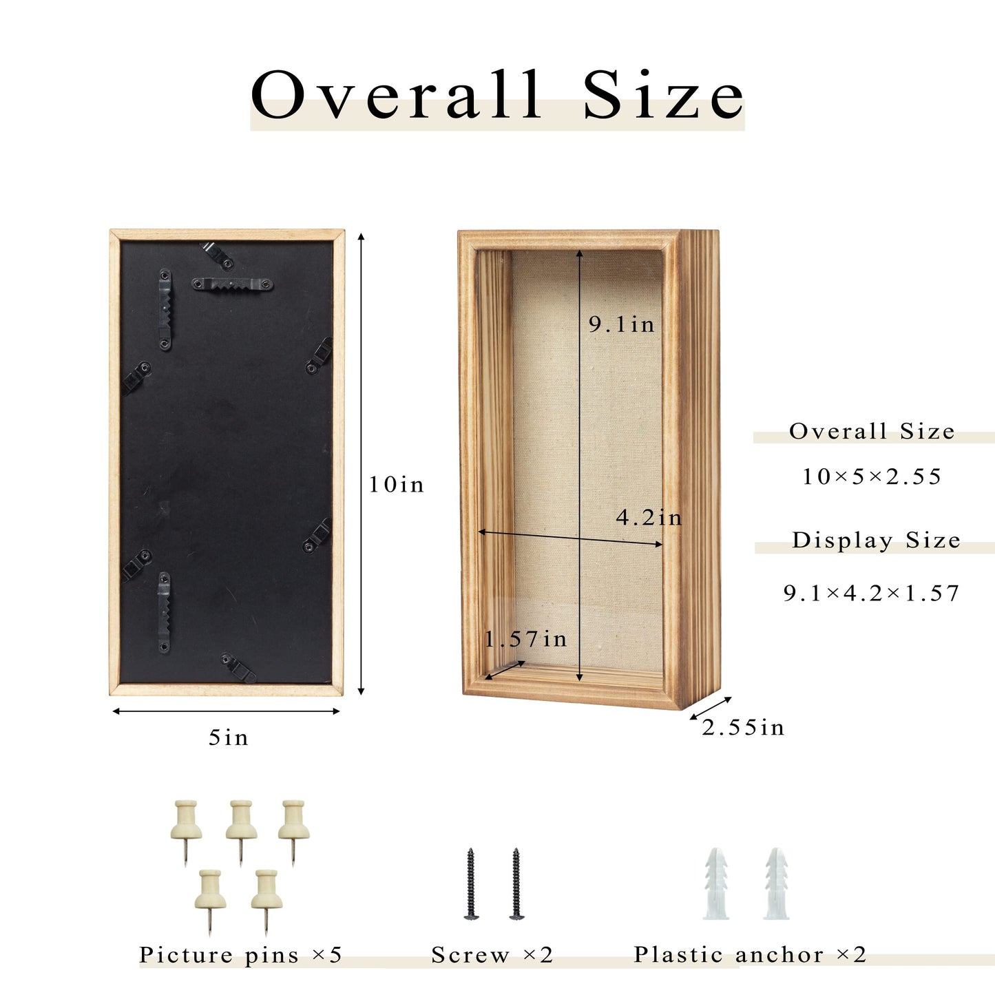 Increased Fire Shadow Box Frame 5x10 Shadow Box Display Case with Linen Back of Awards Memorabilia Flower, Pictures, Keepsakes、Bouquet、Medals and More Photos Memory Box Long Skinny