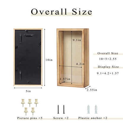 Increased Fire Shadow Box Frame 5x10 Shadow Box Display Case with Linen Back of Awards Memorabilia Flower, Pictures, Keepsakes、Bouquet、Medals and More Photos Memory Box Long Skinny