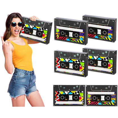 Zhanmai 6 Pcs Halloween 80s 90s Party Decorations 80's 90's Party Favor Box Large Cassette Player Treat Gift Boxes for Retro Hip Hop 1980s 1990s Music Birthday Theme Boom Supplies(15.4 x 10 Inch)