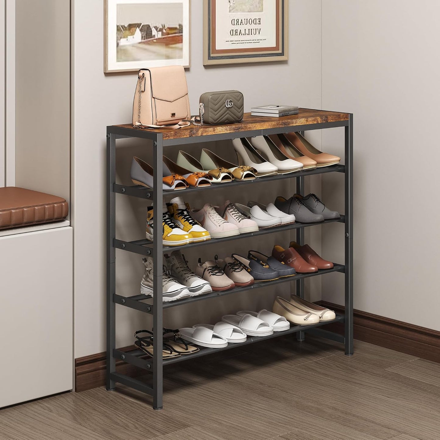 5-Tier 15-20 Homeiju Shoe Rack, Shoe Storage Shelf with MDF Top Board, Shoe Rack Organizer for Pairs of Shoes, Entryway