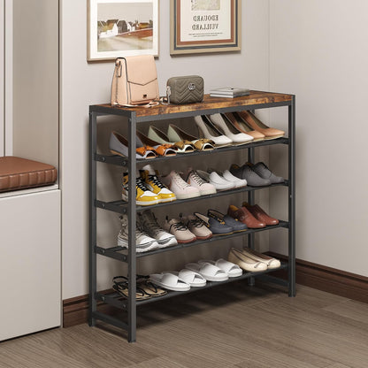 5-Tier 15-20 Homeiju Shoe Rack, Shoe Storage Shelf with MDF Top Board, Shoe Rack Organizer for Pairs of Shoes, Entryway
