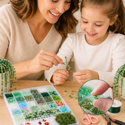 LUFEEMGA Beaded Plant Kit, 5488Pcs Forever Plant Kit with Green Glass Beads, Leaf Beads for Plant Making, Jewelry Making, DIY Craft, Perfect for Mother's Day, Christmas,Gifts ASIN B0GSQFKC1W