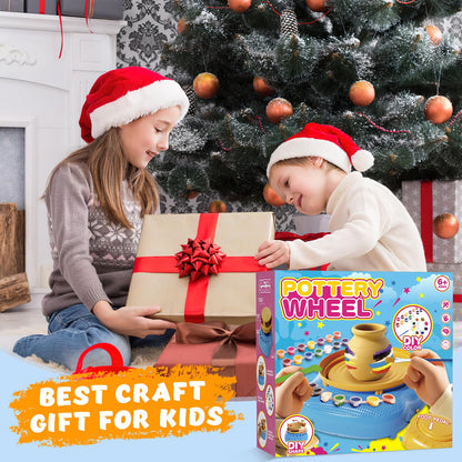 TingingYuli Pottery Wheel for Kids with Clay Kit - Arts and Crafts for Kids Ages 6-8 8-12, Complete Pottery Kit with Air Dry Clay and Painting Tools, Easter Christmas Birthday Gift for Boys Girls