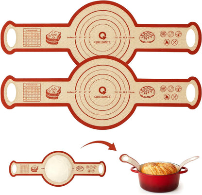 Skiennix Silicone Sourdough Bread Sling Mat - Non-Stick Baking Slings for Dutch Oven | 2-Pack, Durable & Reusable