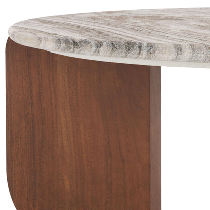 SAFAVIEH Couture Collection Graelyn Walnut/Grey Solid Wood Marble Top Coffee Table