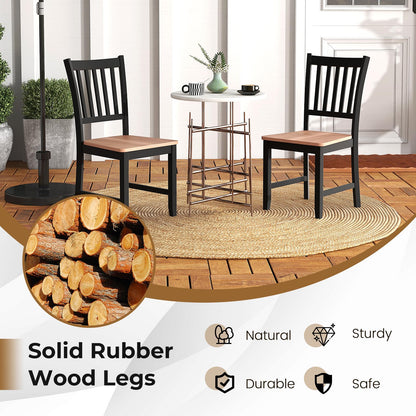 Giantex Wooden Dining Chairs Set of 4, Farmhouse Kitchen Chair with Rubber Wood Legs, Easy to Assemble Armless Dining Side Chairs, Dining Room Chairs, Black
