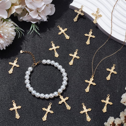 UNICRAFTALE 80Pcs Metal Cross Charms Gold Jewelry Cross Charms 33.5mm Metal Easter Crucifix Vintage Crosses Charm for DIY Bracelet Necklace Jewelry Making Findings Hole 2mm
