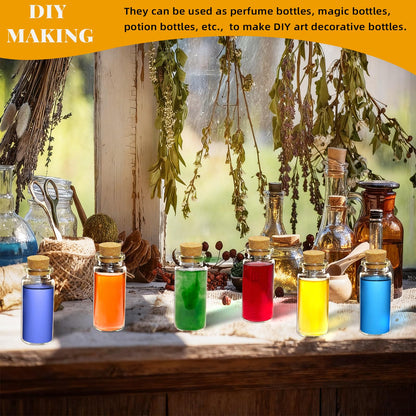 100Pcs 12ml Mini Glass Bottles with Cork Stoppers - Small Clear Vials for DIY Crafts, Wedding Favors, Halloween Decor, Wishing Spell Jars, Includes Funnel-(22 * 60 mm)