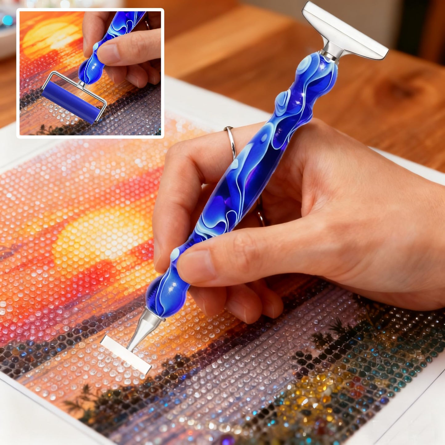 Huanlys Diamond Painting Pens, Diamond Art Pen Tools Accessories Kit with Thin Screw Steel Metal Tip Nibs, Roller for Art Crafts & Nail Art, Comfort Grip and Faster Drilling