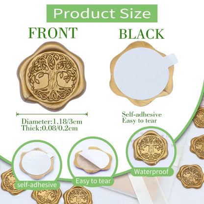 SWANGSA 50 Pcs Celtic Dragon Wax Seal Stickers, Antique Gold Self Adhesive Envelope Seal Stickers for Wedding Invitation, Greeting Cards, Gift Wrapping