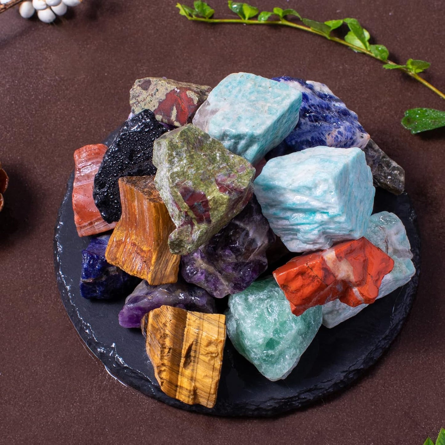 1 lb Bulk Assorted Stones - Large 1" Natural Raw Stones Crystal for Tumbling, Decoration, Polishing