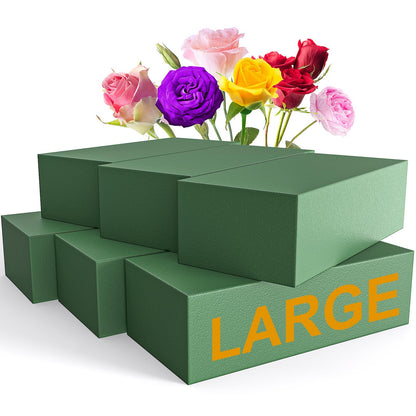 New 6 Pack Large Floral Flower Foam Blocks, Green Plant Foam for Flower Arrangements, Wet & Dry Florist Foam Styrofoam for Fresh and Artificial Flowers (7.5"L X 3.5"W X 2"H)