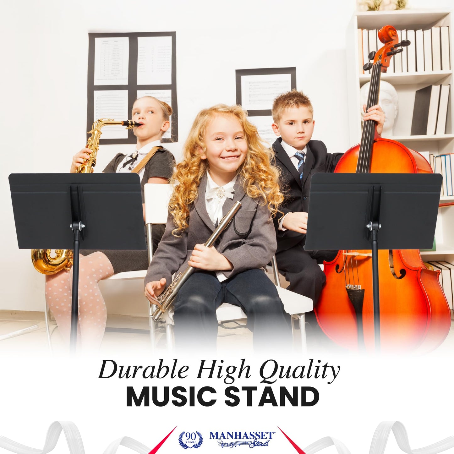 Manhasset Music Stand For Sheet Music - Bulk Pack of 6 Stands - 48 Symphony Model - Long Lasting, Durable Manhasset Stand - Adjustable Height - 20" by 12" - Made in the USA