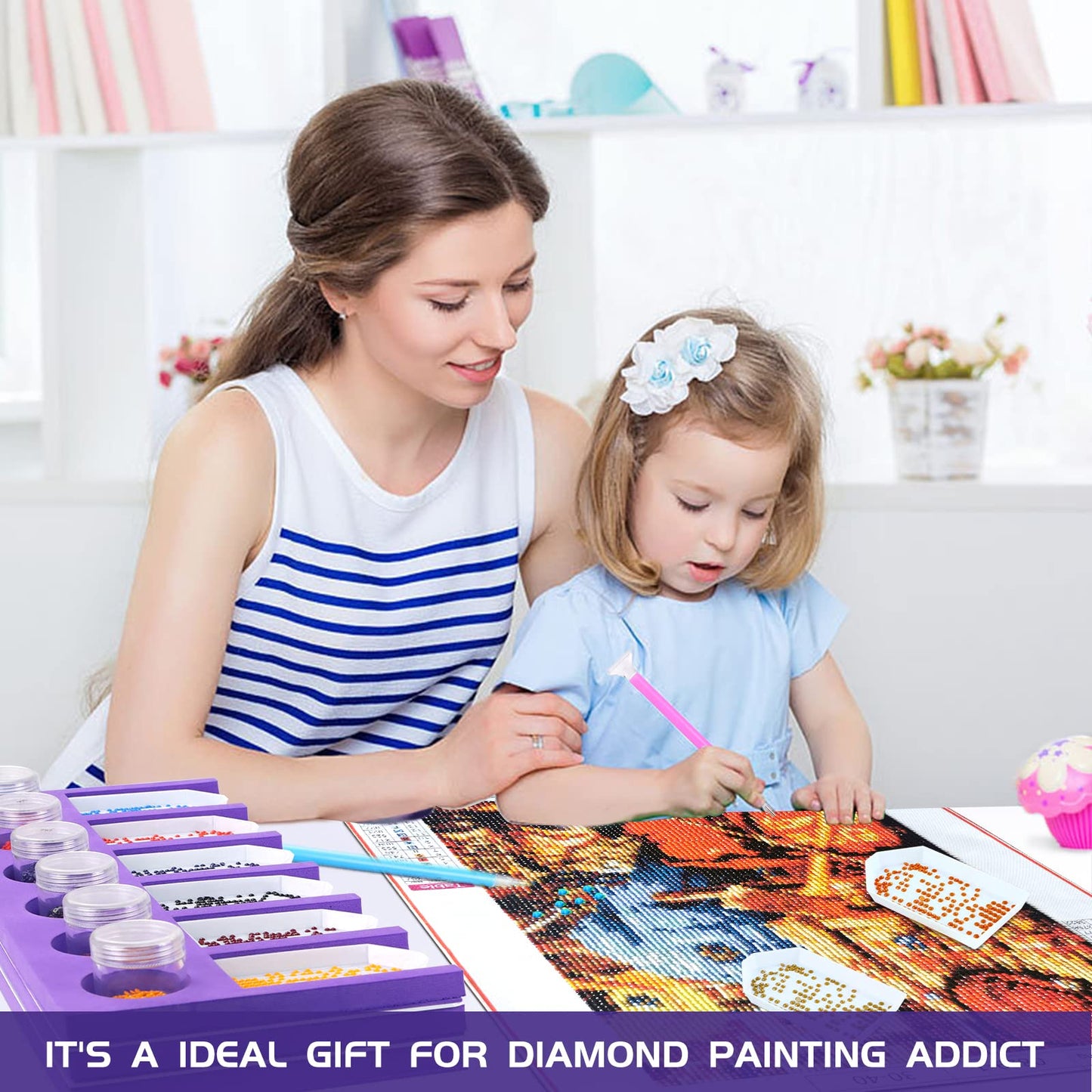 Diamond Painting Accessories Tray Organizer for Diamond Art Kits for Adults, Diamond Art Accessories Tools Kits, Diamond Art Storage Tray for Glitter Rhinestones, Diamond Bead Organizer Tray