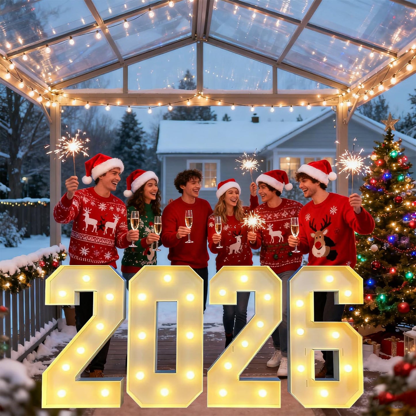 ZUOKEMY 2.3 FT LED Light Up Number Sign - Class of 2026 Marquee Letters, Christmas & New Year Graduation Decor for Indoor Outdoor Celebration & Photo Backdrop