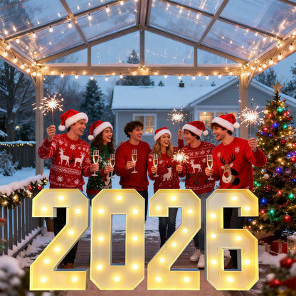 ZUOKEMY 2.3 FT LED Light Up Number Sign - Class of 2026 Marquee Letters, Christmas & New Year Graduation Decor for Indoor Outdoor Celebration & Photo Backdrop
