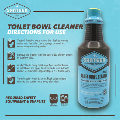 Santeen Professional Toilet Bowl Cleaner – 6 Pack (32oz Bottles) – Heavy Duty Rust, Lime & Scale Remover – Restores Porcelain Finish – Industrial Strength Stain Dissolver