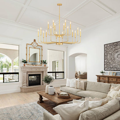 Gifarich Gold Chandeliers for Dining Room Light Fixture Over Table, Modern Farmhouse Chandeliers for Living Room,18-Lights Industrial Metal Candle Lighting Fixtures for Entryway Kitchen Island Foyer