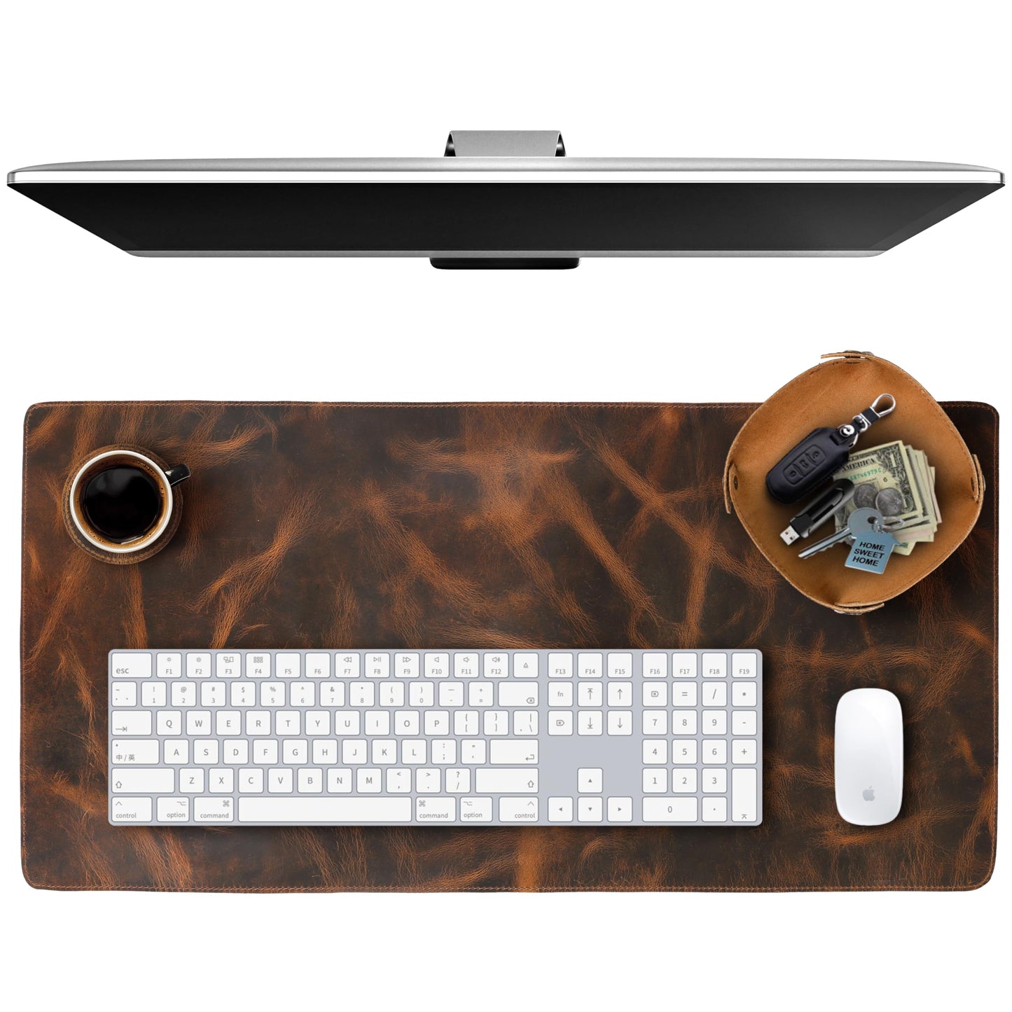 ELIZO Leather Desk Pad Real Leather Desk Mat Desk Cover Desk Blotter Desk Protector Large Computer Mat for Keyboard Gaming Mouse Pad (2-Layer 3mm) Table Laptop Mat Office Desktop Accessories