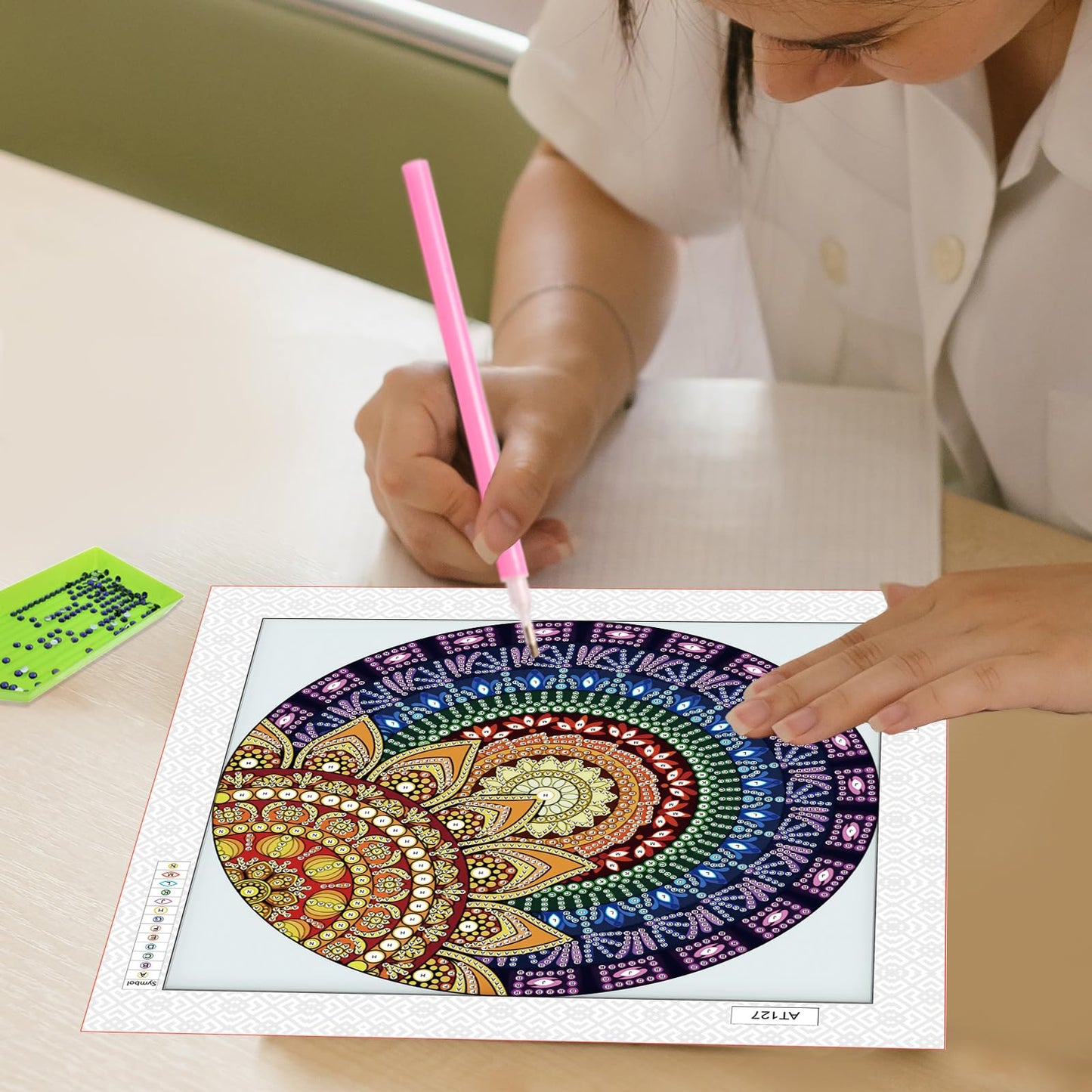 MVVMTOP Diamond Art Painting Kit, DIY Mandala 5D Special Shape Crystal Diamond Partial Diamond Art Painting Mosaic Making Craft, Suitable for Home Wall Decor Art Holiday Gift, AT127