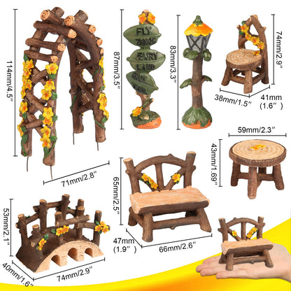 Fairy Garden Accessories, LATTOOK 8PCS Miniature Table and Chairs Set Fairy Garden Furniture Ornaments Kit for Home Outdoor Micro Landscape Decoration