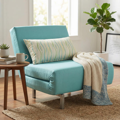 Cortesi Home Savion Convertible Accent Chair futon, Aqua Blue