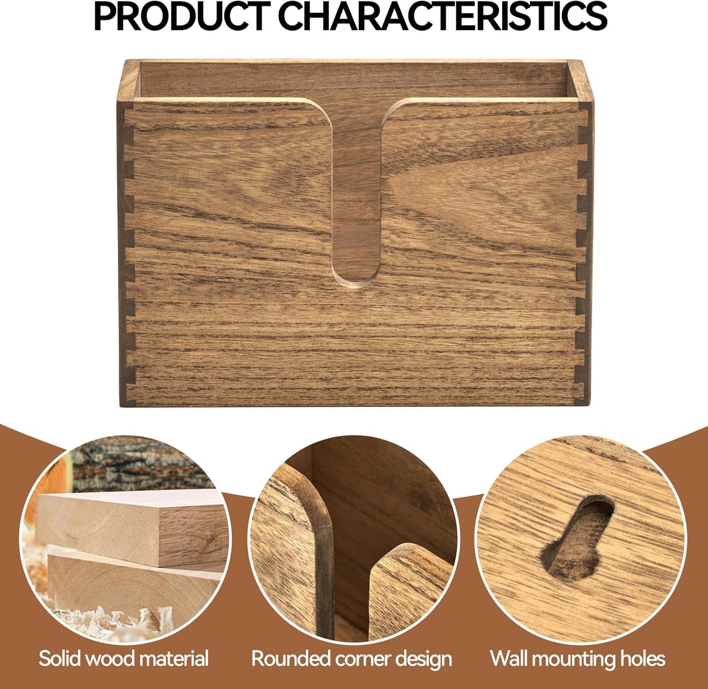 Countertop KIRIGEN Wood Paper Towel Dispenser - Wall Mounted Paper Towel Holder for Kitchen Restroom Decor and Bathroom