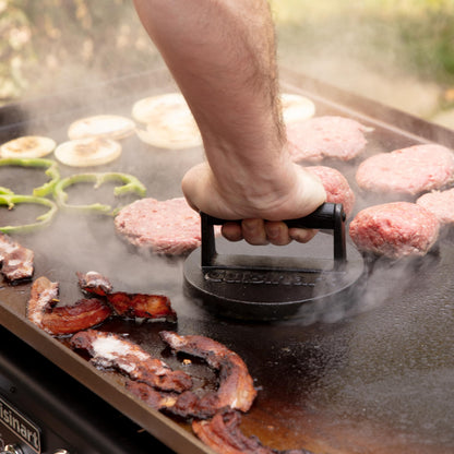 Cuisinart 6.5" Cast Iron Smashed Burger Press, Juicy and Crispy Burgers for BBQs, Cookouts