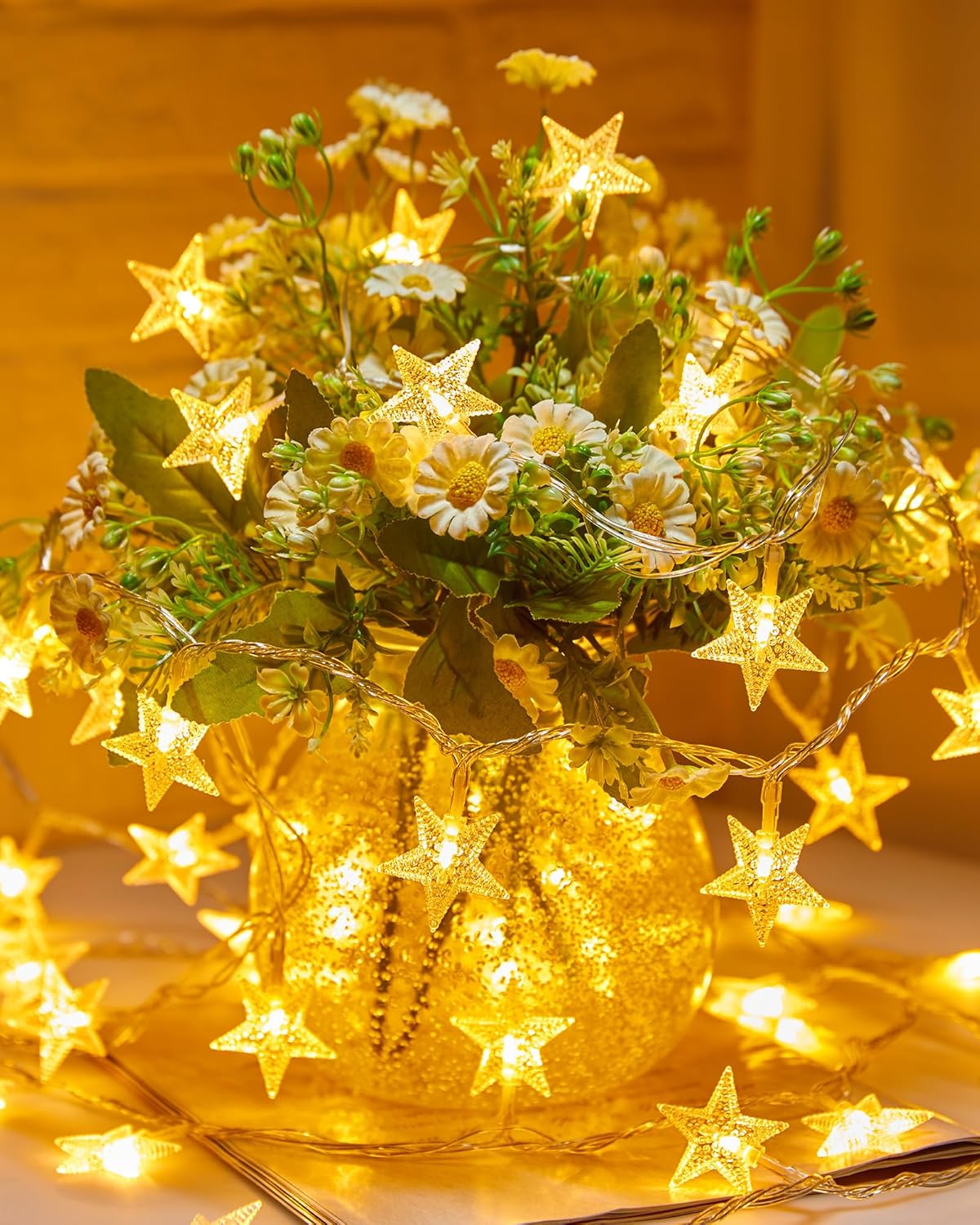 17 50 Minetom Star String Lights Battery Operated - ft LED Star Fairy String Lights with Timer, Waterproof for Indoor