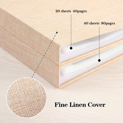 Mublalbum 12x12 Inch DIY Scrapbook Photo Album with 20 Plastic Sleeves 40 Pages Linen Cover 3 Ring Folder Binder for Wedding Baby Family and DIY Projects (Beige)